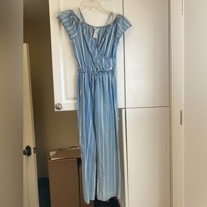 Bebe Girls Blue and white Jumpsuit Size L(14)